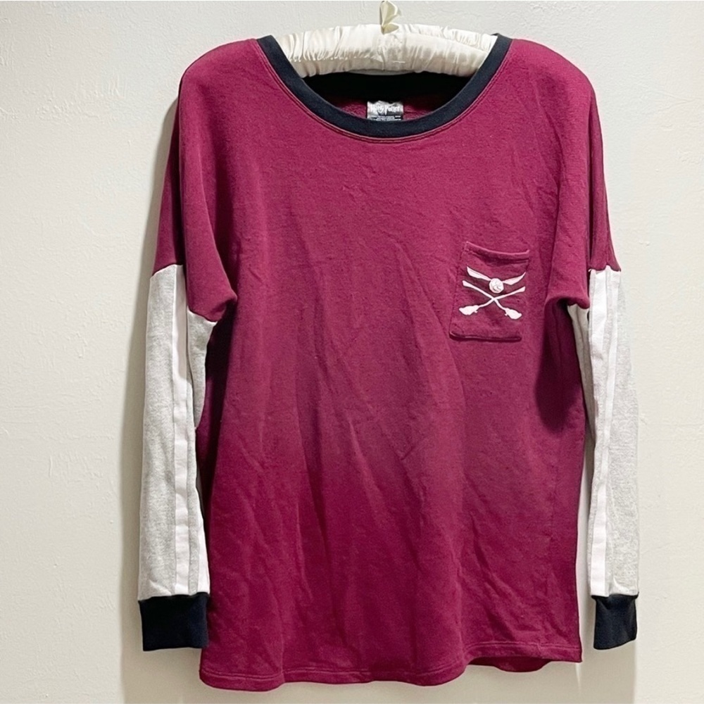 HARRY POTTER Men’s Maroon Black QUIDDITCH Graphic Jersey Long Sleeve Size M